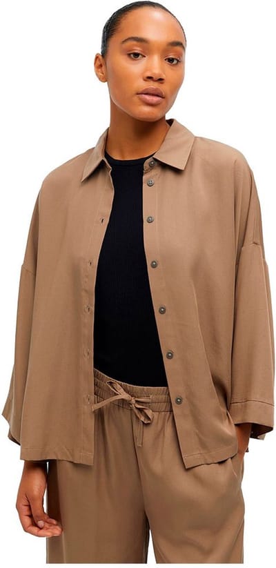 Object Objtilda Boxy Shirt Blouses Dames - Bruin - Maat 38