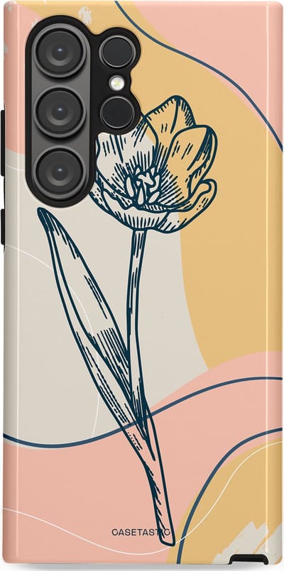 Casetastic Hoesje Geschikt voor Samsung S23 Ultra - Stijlvolle Beschermende Duo-layer Case - Lente tulp