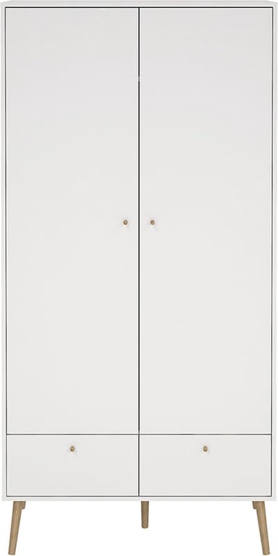 Bodo kledingkast 200x99x58cm, 2 deuren, 2 lades wit.