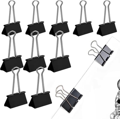 10 stuks vouwklemmen, groot, papierklemmen, 60 mm, bindclips, documentenklemmen voor kantoorbenodigdheden, briefpapier, papier (zwart)