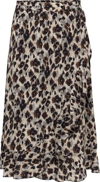 Only Onlcarly Flounce Long Skirt WVN NOOS Medium-lengte rok luipaard S
