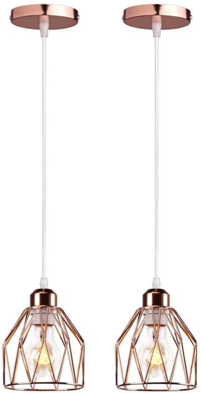 2 Stuks Vintage Hanglamp Industriële E27 Kroonluchter Modern Plafondlamp voor Slaapkamer Roze