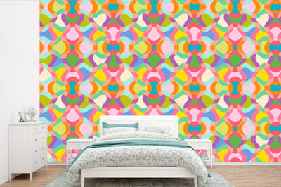 Behang - Fotobehang Design - Abstract - Kleuren - Retro - Breedte 360 cm x hoogte 240 cm