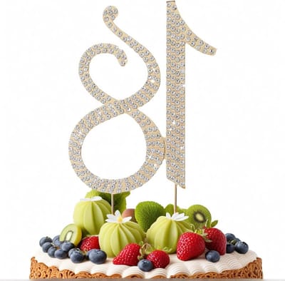 Solidchoice - Taarttoppers met 18 Cijfers en Strass-Steentjes voor Feestdecoratie