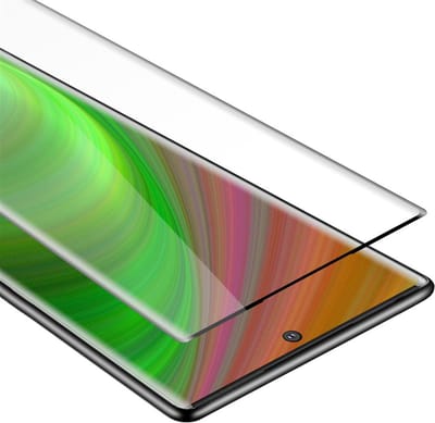 Cadorabo Screenprotector geschikt voor Samsung Galaxy NOTE 10 PLUS Volledig scherm pantserfolie Beschermfolie in TRANSPARANT met ZWART - Gehard (Tempered) display beschermglas in 9H hardheid met 3D Touch