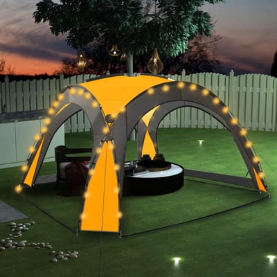 vidaXL - Partytent - met - LED - en - 4 - zijwanden - 3,6x3,6x2,3 - m - geel