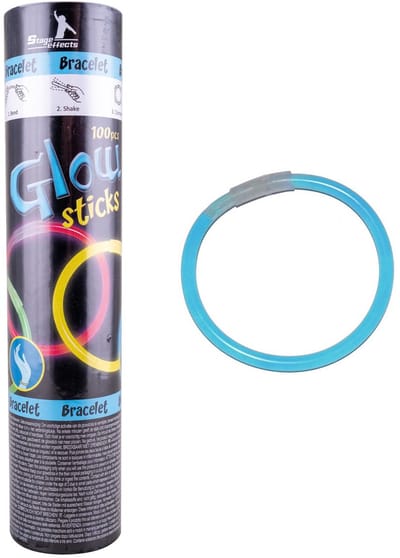 Glow in the dark armbandjes - 100x - blauw - 25 cm - neon glow - oplichtende sieraden