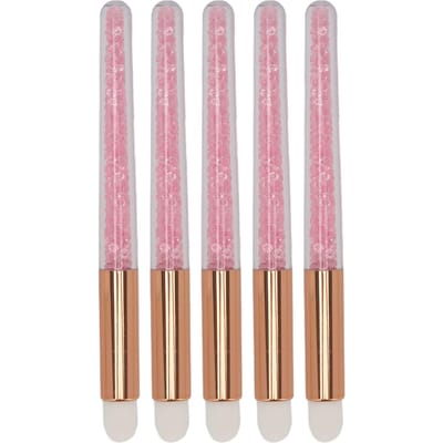 5 stuks Glitter Kristal Lipkwast Ronde Kop Draagbare Vezelwol Wimpers Borstel voor Make-up white