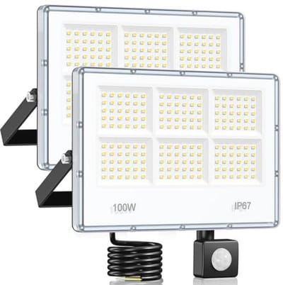 Bewegingssensor LED Buitenspot - 100W, 10.000 Lumen, Waterdicht, 6-in-1 Buitenverlichting voor Tuin en Garage