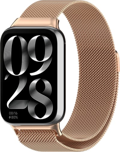 Strap-it Milanees bandje - Milanese band met magneetsluiting - geschikt voor Redmi Watch 4 / Redmi Watch 5 / Redmi Watch 6 / Xiaomi Smart Band 8 Pro / Xiaomi Smart Band 9 Pro / Xiaomi Smart Band 10 Pro - rosé goud