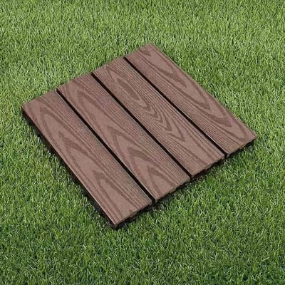 Composiet Terrastegels - Houten Vloertegels - Balkon Decoratie - Waterdicht Vochtbestendig - 30x30 cm - Houtkleur