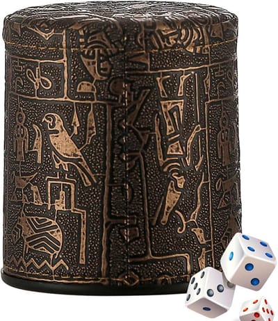 Dobbelbekers Set - Dobbelspel Accessoires - Spelavond Thuis - Elegante Egyptische Patronen - 5 Stuks - Zwart