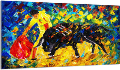 TMK ArtDeko - Beschermende Glazen Plaat - 90x52cm - Stier Motief - Geschikt voor Inductie, Electric, Keramisch, Gas - Veilige en Moderne Keukenoplossing