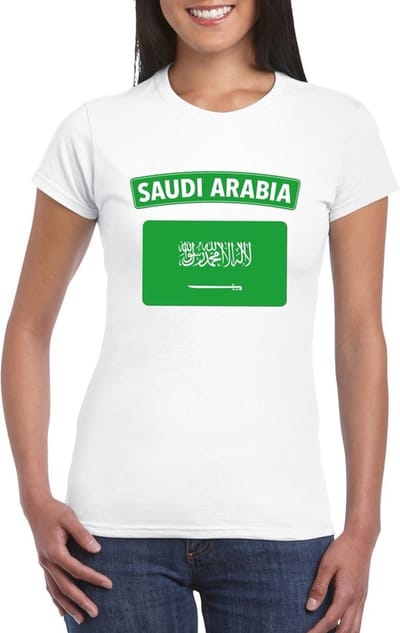 Vlag Saudi Arabie t-shirt - wit - met vlag van het land print - voor dames - korte mouwen - supporters S