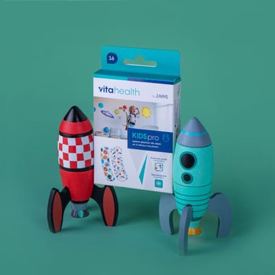 Vitahealth Kidpro pleisters voor kinderen - Kinderpleisters set voor jongens - set van 16 stuks - 8 stuks van 7.2*1.9 cm / 8 stuks van 7.2*2.5 cm