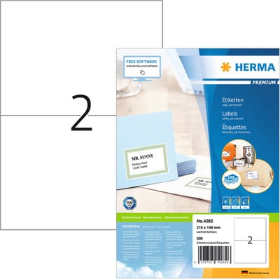 Etiket herma 4282 210x148mm a5 premium wit 200st | 14 stuks