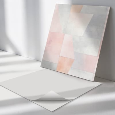 Wallfluent Vinyl Tegels - Geometrie in Pastels Vloer Tegels PVC - 30 cm x 30 cm - Romig PVC Tegels - Verpakking van 9 stuks - Vierkant PVC Tegels - Texturen Plaktegels - Zelfklevende PVC Tegels - Plaktegels Keuken en Badkamer