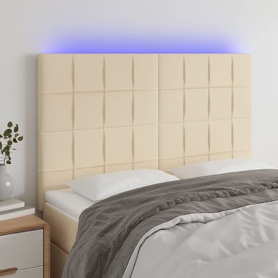 vidaXL - Hoofdbord - LED - 144x5x118/128 - cm - stof - crèmekleurig