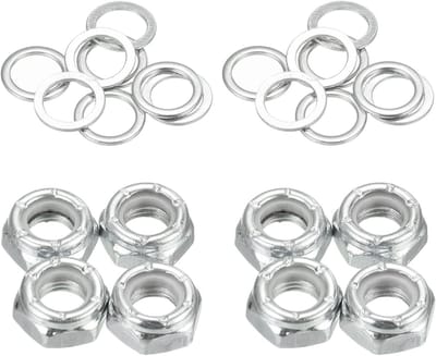 Skateboard Moeren Set - Truck Onderdelen - Reparatie Skateboard - 2 Sets Inbegrepen - 5/16 Inch - Zilver