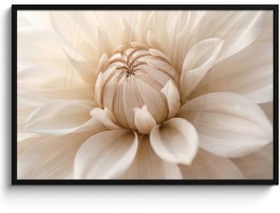 Poster in lijst - Fotolijst 120x80 cm - Posters - Bloem - Dahlia - Wit - Posterlijst zwart - Decoratie - Wanddecoratie woonkamer - Muurdecoratie slaapkamer
