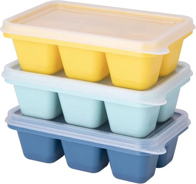 3-pack mini-ijsblokjesvormpjes met deksels - Siliconen ijsblokjesvormpjes - IJsblokjesvormen - Vierkant - 18 compartimenten - voor whisky, cocktails, dranken - Geel, blauw, groen