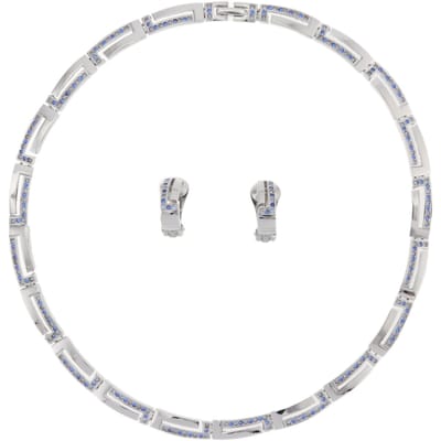 Behave – Sieradenset – Blauw Kristal – Zilverkleurig Glanzend – Elegant – Tijdloos – 43 cm