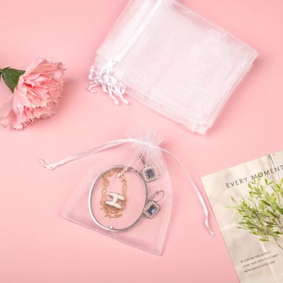 VANDAAG VERZONDEN - Organza zakjes - 25 stuks - 9x12 cm - Wit - cadeauzakjes stof - uitdeelzakjes - geschenkzakjes - geurzakjes - Prigta