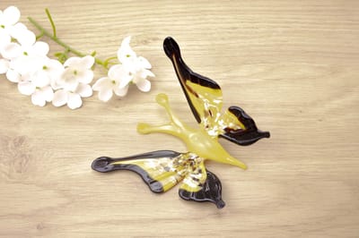 Vlinder van Glas Geel - Beeldjes decoratie - Beeldjes - Beeldjes Dieren - Glasbeeldje