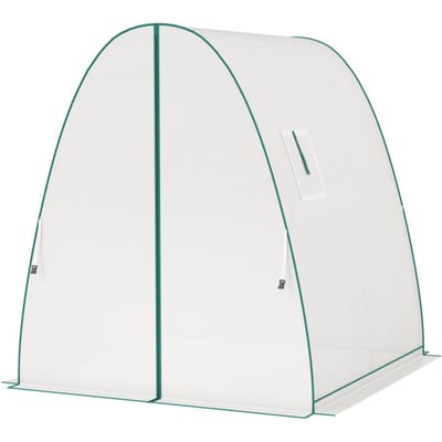 4goodz Outsunny boogvormige kas met 2 roldeuren, netvensters 1,8x1,8x2 m -