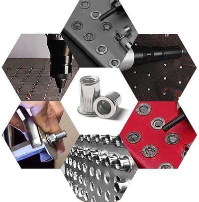Dailygoods- Klinkmoeren 220 Stuks - Roestvrij Staal - Vlakke Kopmoeren - M3/M4/M5/M6/M8/M10 - Handmatig/Pneumatisch - Duurzaam en Lichtgewicht - Blindklinkmoeren