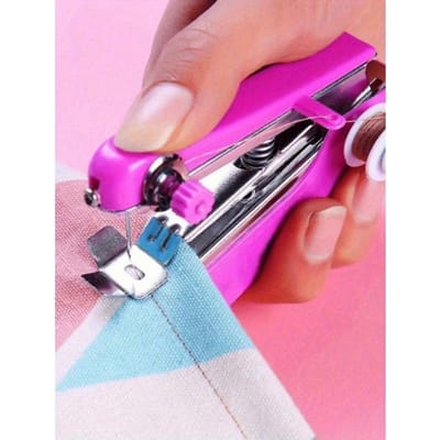 Mini Handmatige Naaimachine, Geïntegreerde Machine, Snelle Naaimachine, Draagbare Naaimachine, Draagbare Metalen Naaimachine, Multifunctioneel roze