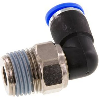 10mm & R1/2'' L-stuk Draaidoorvoer Insteek Buitendraad Vernikkeld Messing/PBT NBR