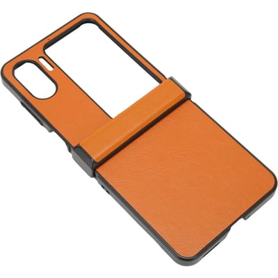 Telefoon Leer Beschermhoes Gestreept Klaphoes Voorkom Vallen voor Oppo Find N2 Flip orange