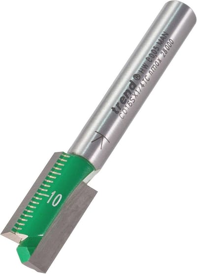 Rechte frees met 2 fluiten, 1/4 inch schacht en 10 mm snijdiameter