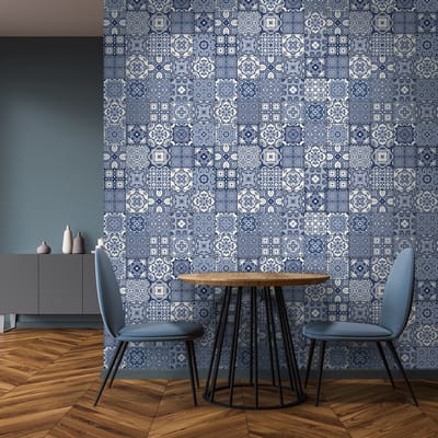 Zelfklevende tegelmuurstickers voor keuken en badkamer - 60 cementtegelstickers, Azulejos Camiliano-stijl - 60 stickers, 15x15 cm
