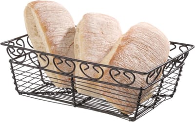 HENDI Rechthoekig draadmandje – decoratieve rand – matzwarte coating – 230x150x80 mm