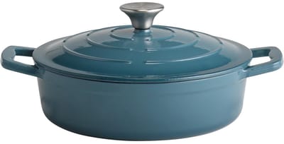 APS Braadpan met deksel - Geëmailleerd gietijzer - 25 cm 2,5 liter - Turquoise