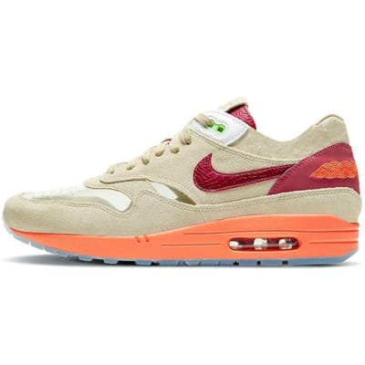 CLOT x Nike Air Max 1 Kiss of Death 2021 Unisex Sneakers Tan Net Dieprood DD1870-100 38 beige