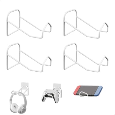 Controller Wall Mount - 4 Stukken - Geen Boren - Controller Houder - Universele Hoofdtelefoonstandaard - Metaal - Zelfklevende Wandbeugel voor PS3/PS4/PS5/Xbox/Pro Gamepad - Hoofdtelefoons - Rugzakken - Accessoires voor Gamers