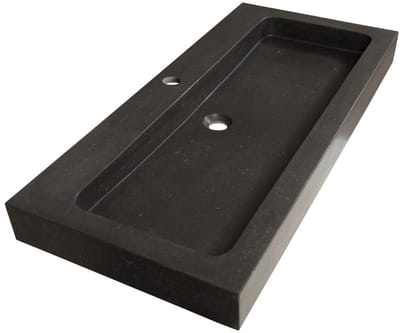 Brauer Lava Wastafel - 100 cm - met 1 Spoelbak en 1 Kraangat - Natuursteen Basalt Antraciet