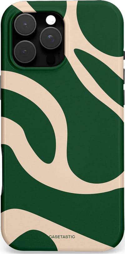 Casetastic Hoesje Geschikt voor Apple iPhone 16 Pro Max Magsafe - Stijlvolle Beschermende Duo-layer Case - Groen Bos en Zand Duinen