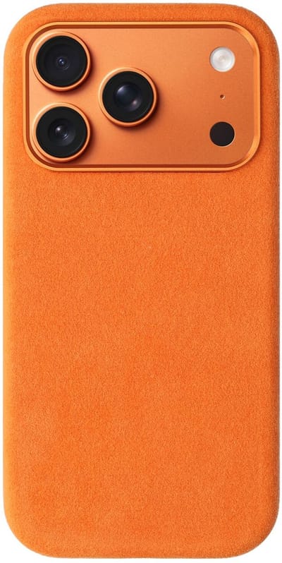 Rosso Avanti Hoesje Geschikt voor Apple iPhone 17 Pro | Compatibel met MagSafe / Qi2 | Echt Italiaans Alcantara | Back Cover | Beschermhoes | Oranje