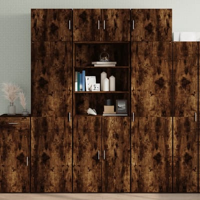 vidaXL - Opbergkast - 70x42,5x225 - cm - bewerkt - hout - gerookt - eikenkleur