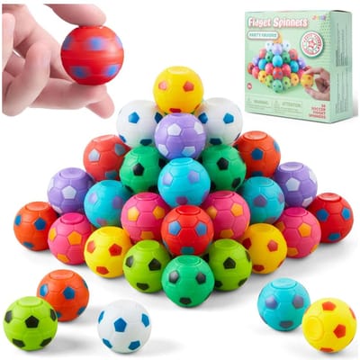 Lot de 36 Toupies Fidget Football Cadeaux de Célébration de Football Jouets Fidget en Gros Remplisseurs de Sac Cadeaux conçus pour la Date de Naissance des Enfants