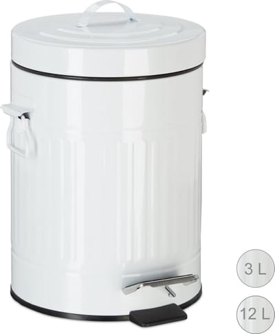 pedaalemmer 5 l - vintage - metaal - pedaal - keuken & badkamer - wit