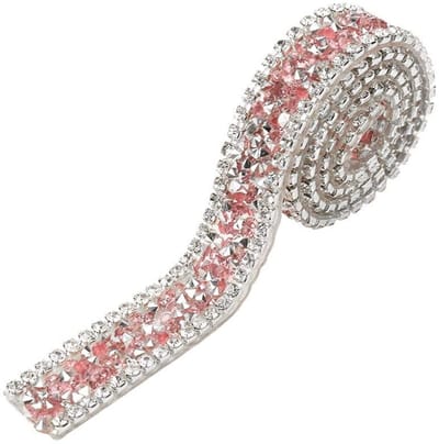 Dailygoods- Decoratieve Riem - Kristallen Diamant - 1,5 cm Breed - 90 cm Lang - Strijktemperatuur 150 Graden - Hoogwaardige Strassteentjes - Strassband