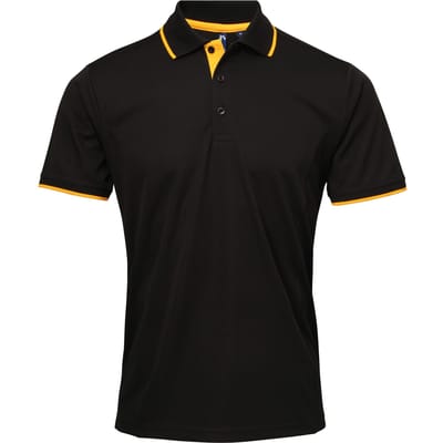 Premier Herencontrast Coolchecker Polo Shirt (Zwart/Zonnebloem)