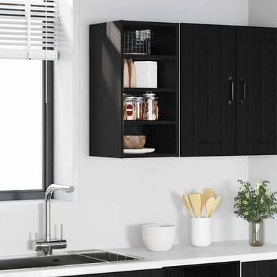 vidaXL - Hangkast - Zwart - eiken - 30 - x - 29,5 - x - 60 - cm - Bewerkt - hout