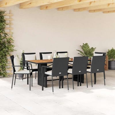 vidaXL - 9-delige - Tuinset - poly - rattan - zwart