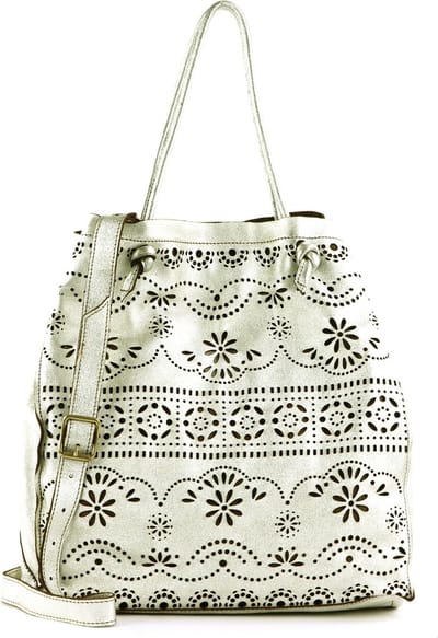 CATERINA LUCCHI Leren Schoudertas Shopper Catania Shopping Bag Argento + T / Cognac Zilverkleurig